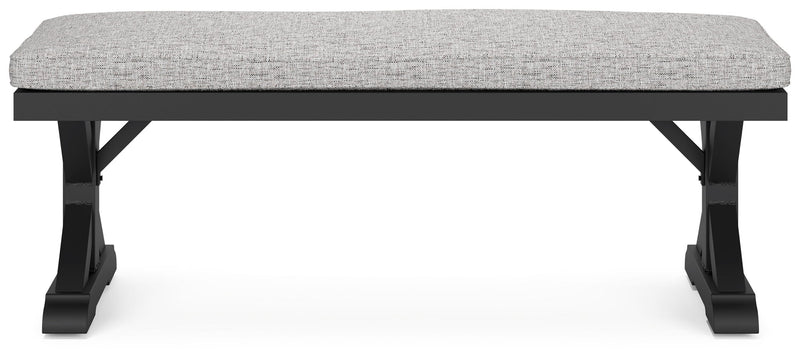 Beachcroft - Bench With Cushion - Black / Light Gray