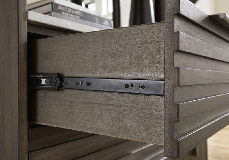 Arkenton - 5 Pc. - Dresser, Mirror, King Panel Bed - Grayish Brown
