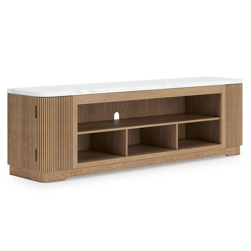 Camdill - XL TV Stand With Fireplace Option - Light Brown