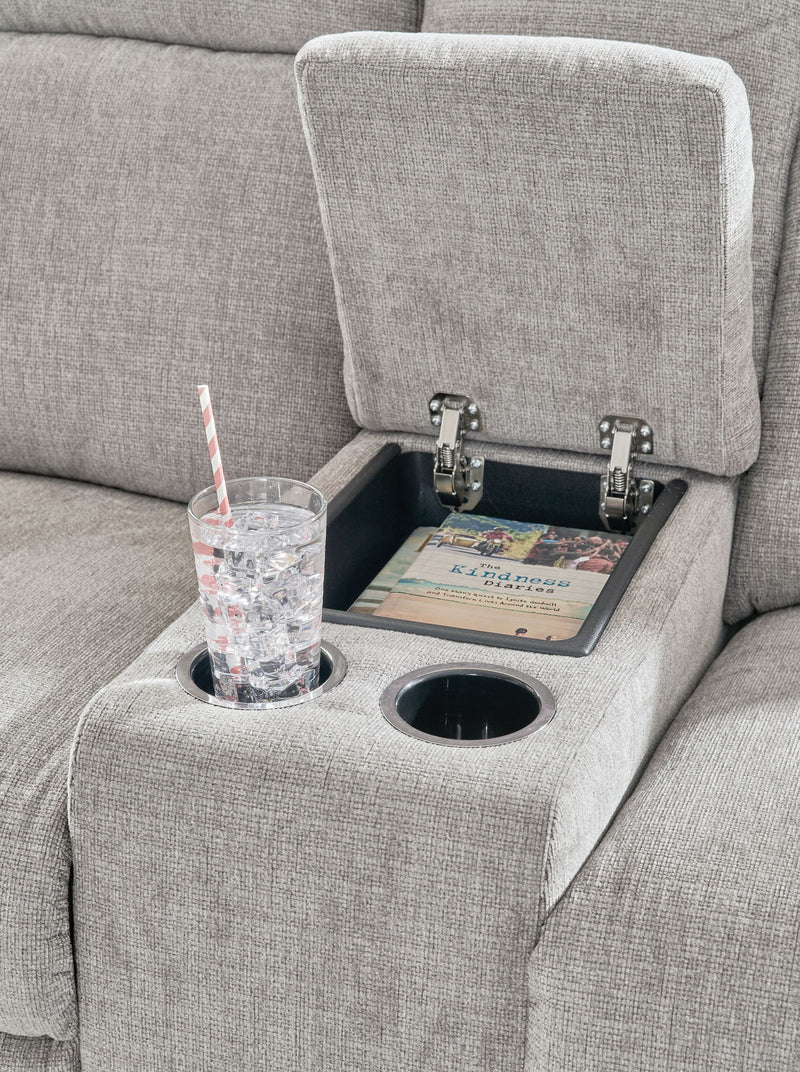 Barnsana - Dbl Power Reclining Loveseat with Console - Ash