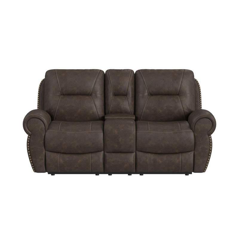 Topeka - Loveseat With Console, Hidden Cups - Rocky Brown