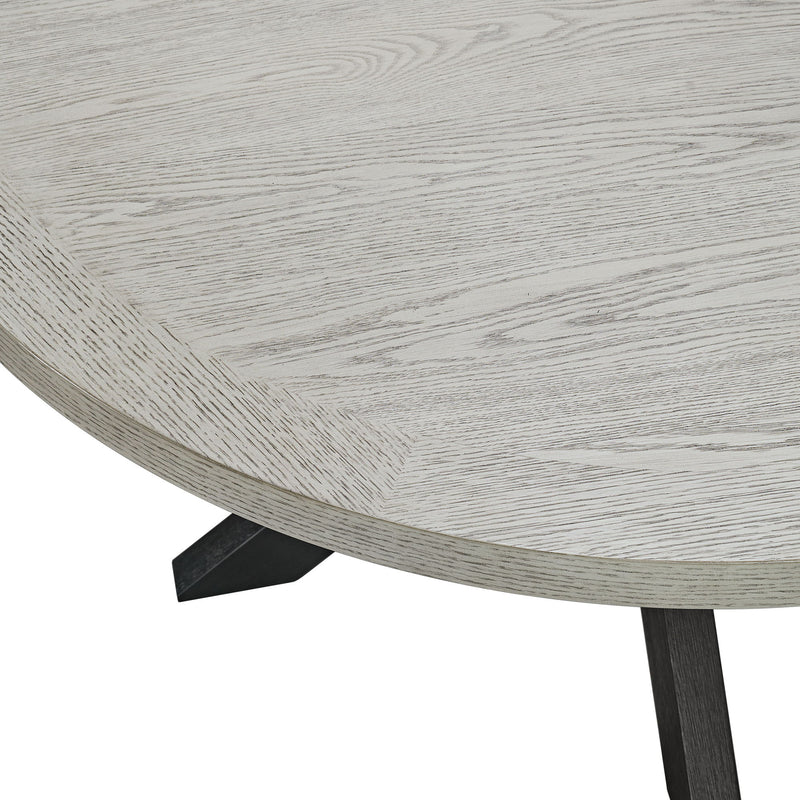 Axel - 5 Piece Standard Height Dining Set (Round Table And Four Fabric Chairs) - Espresso / Light Gray
