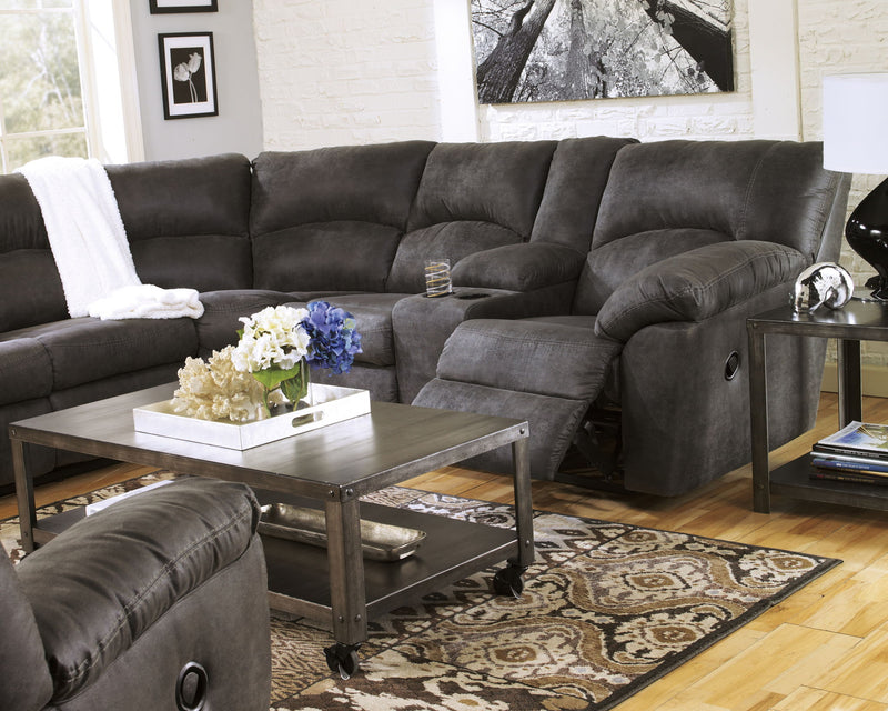 Tambo - Right Arm Facing Loveseat With Console 2 Pc Sectional - Pewter