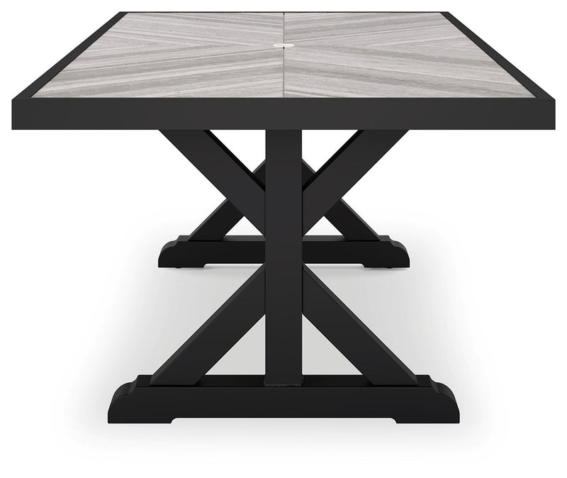 Beachcroft - Rectangular Dining Table With Umbrella Option - Black / Light Gray