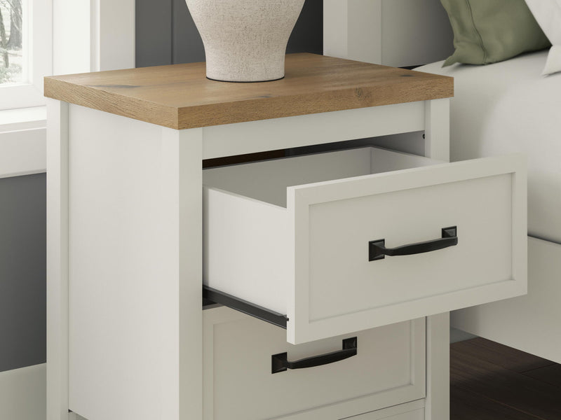 Kerisden - Two Drawer Night Stand - White / Brown