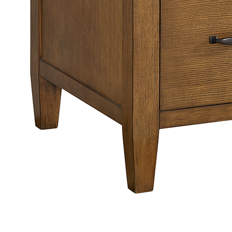 Portico - Double Pedestal Desk With Power / USB - Brown Oak