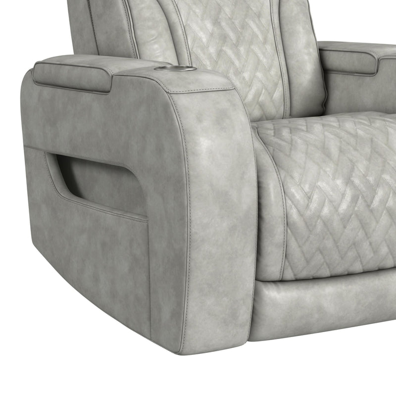 Prime Time - P3 Recliner With 7 Colors Led, Cup Holders And Wireless Charger Controller - Leather Gel Light Gray