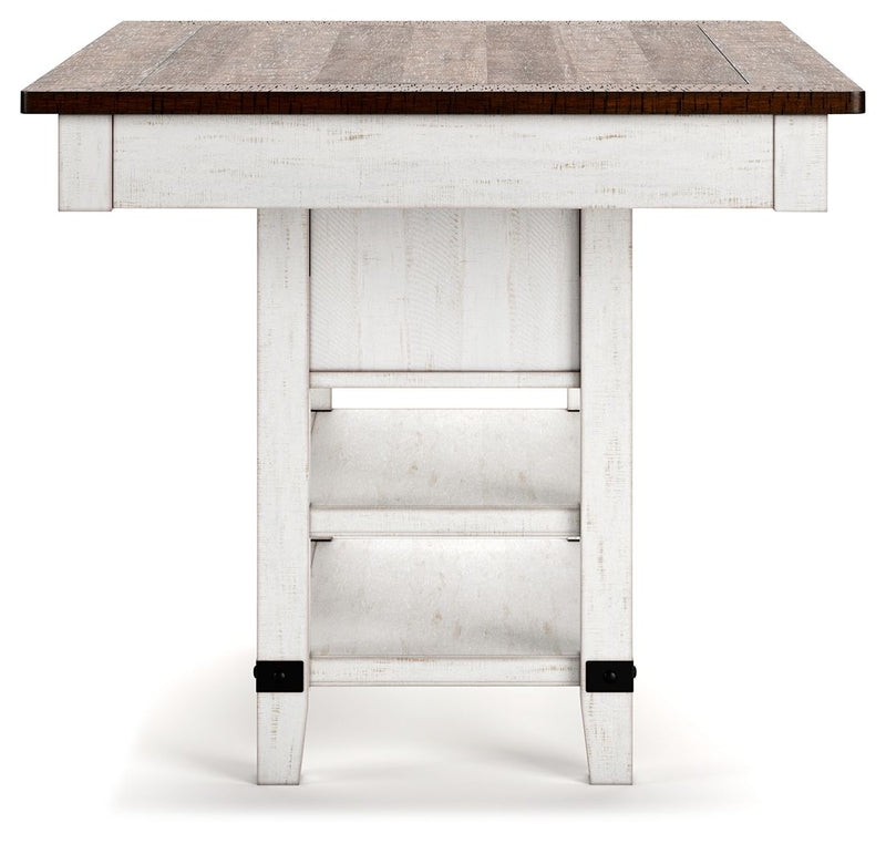 Valebeck - Rect Dining Room Counter Table With Wine Rack - White / Brown