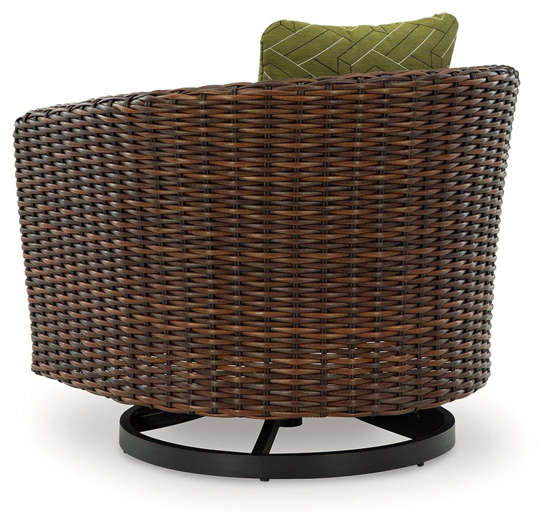 Horizon Hall - Swivel Lounge With Cushion - Brown / Green
